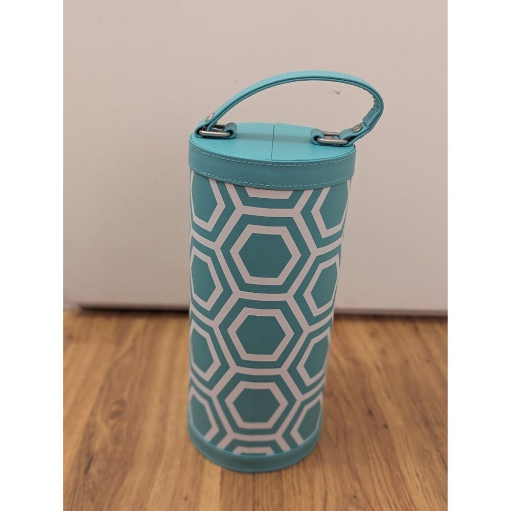 Origami Owl Blue Geometric Jewelry Organizer With Handle & Compartments